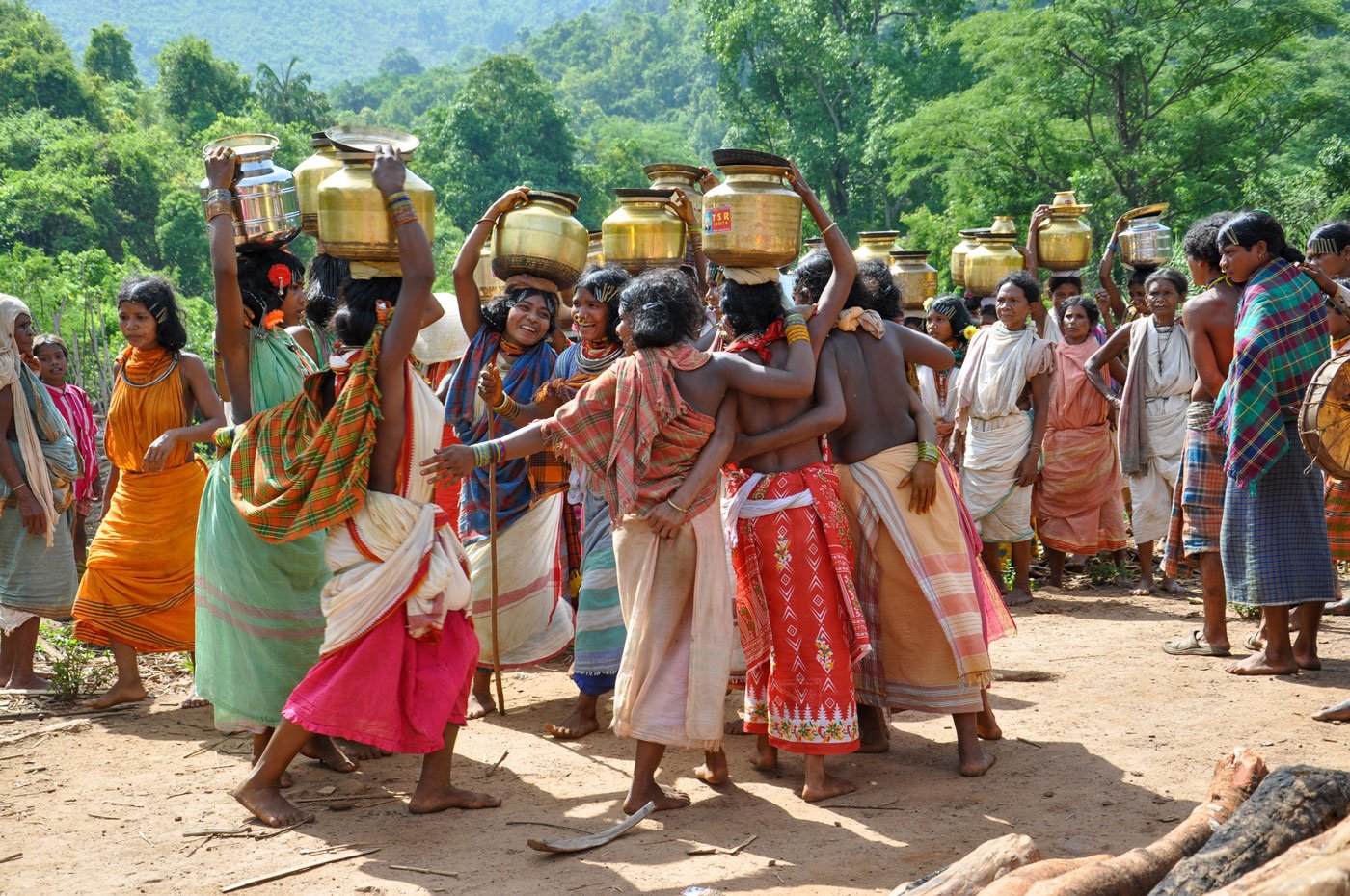 The beats of the dhaps are integrated into the dance