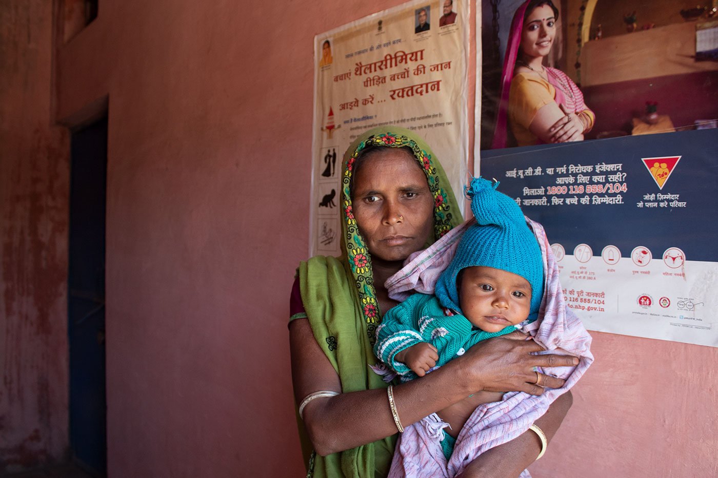 Hira Ninama with her 40-day old daughter at the Health sub centre at Sewna