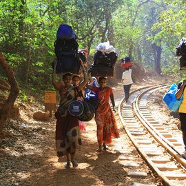 Headporters walking in Matheran