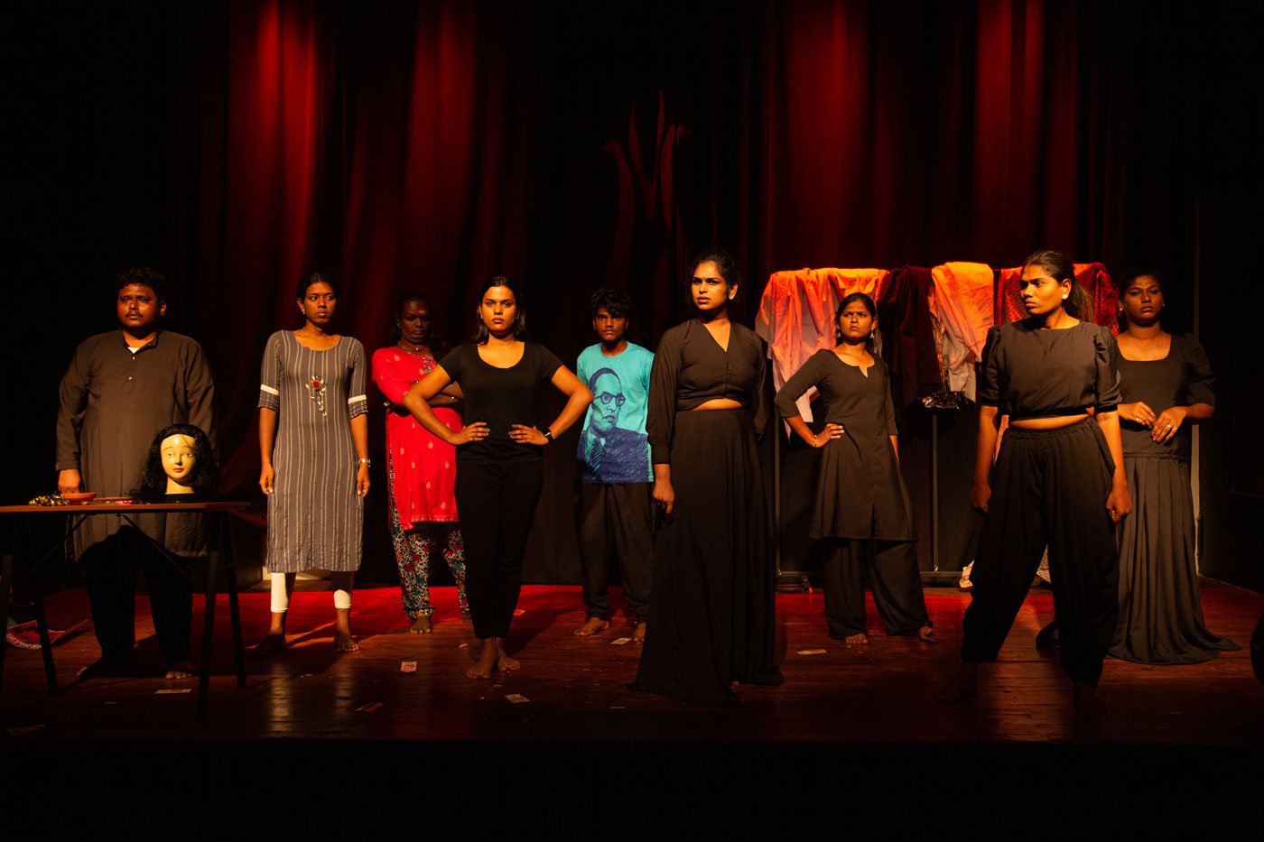 Artists at the rehearsal of the play Sandakaranga in Chennai in Tamil Nadu