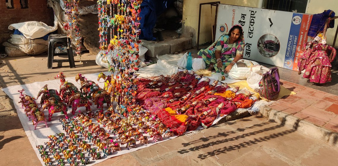 Puppets made by Ashok and his family for sale outside Dilli Haat in New Delhi