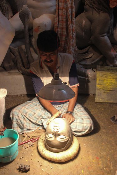 Karthik Paul at his workshop in Kumartuli