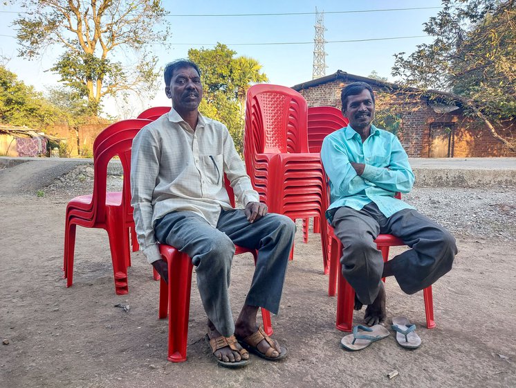 Parashuram Pared (left) and Baban Tambadi, recall how land in Nimbavali was acquired for the Mumbai-Vadodara National Express Highway.