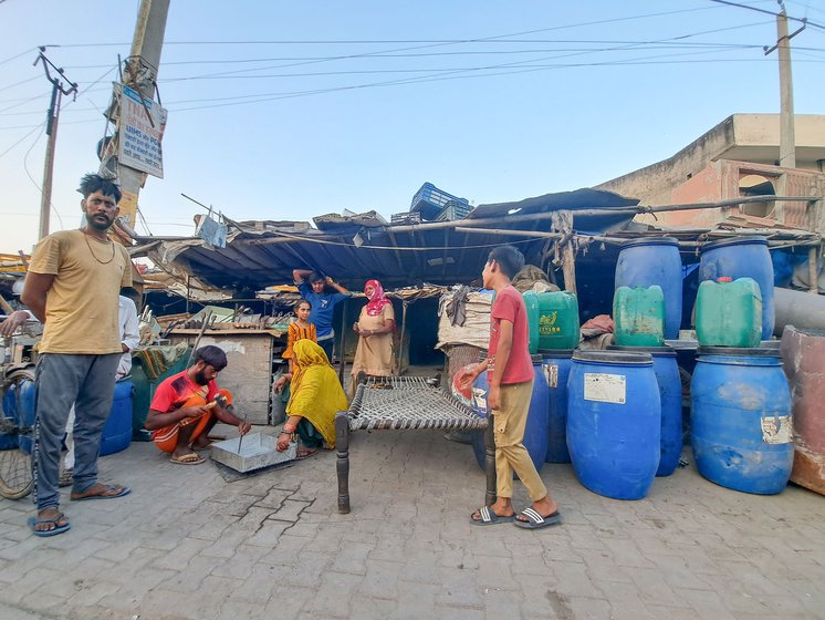 Left: The Lohars call this juggi in Bahalgarh market, Sonipat, their home.