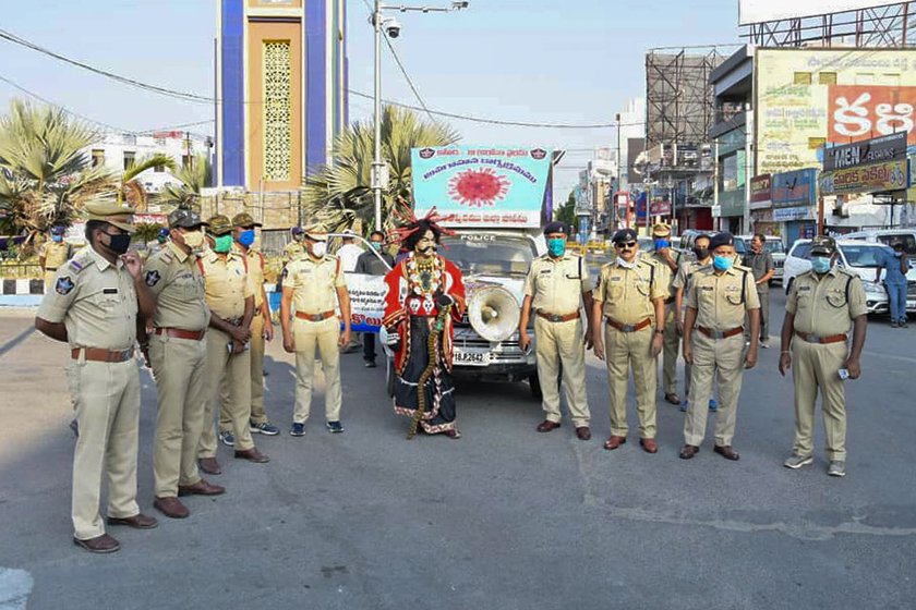 In Anantapur, Andhra Pradesh, police rope in a mythological sorcerer in the battle against the coronavirus