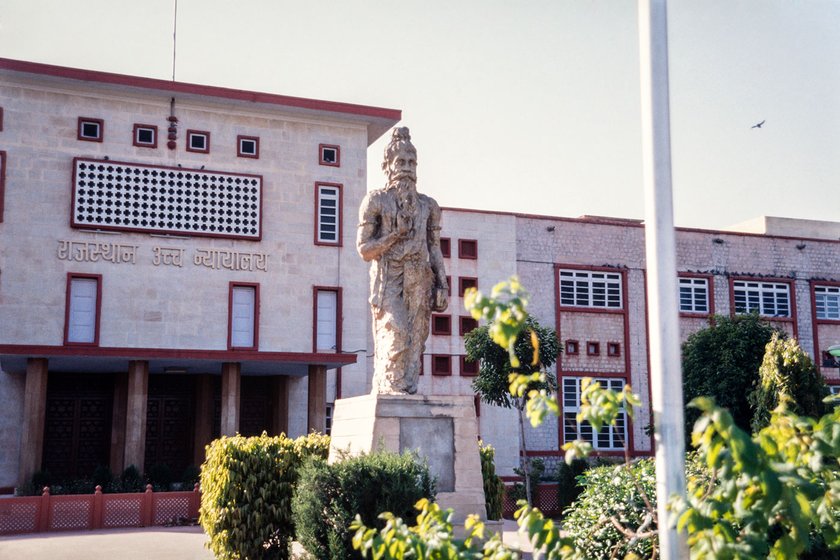 The statue of “Manu, the Law Giver” outside the High Court in Jaipur