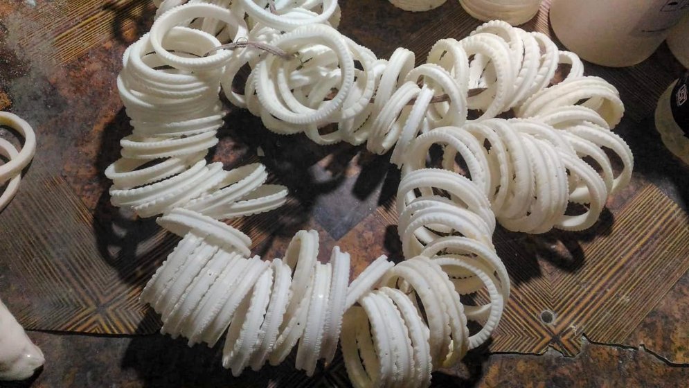 The conch bangles at Sajal Nandi’s workshop in Shankhabanik Colony, Barrackpore.