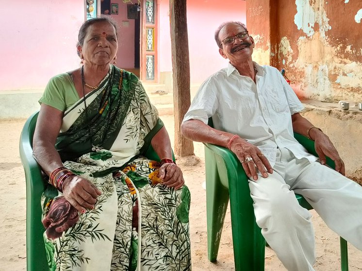 Right: Sainu Gota, a veteran Adivasi activist and leader in south central Gadchiroli, with his wife and former panchayat samiti president, Sheela Gota at their home near Todgatta