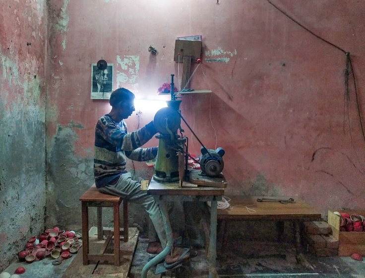 Dharam Singh (right) is the most experienced craftsperson at Madan’s unit. Most of the artisans are Jatavs and follow Dr. Ambedkar