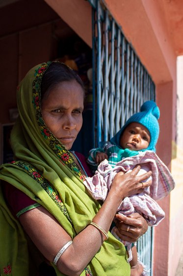 Hira Ninama with her 40-day old daughter at the Health sub centre at Sewna