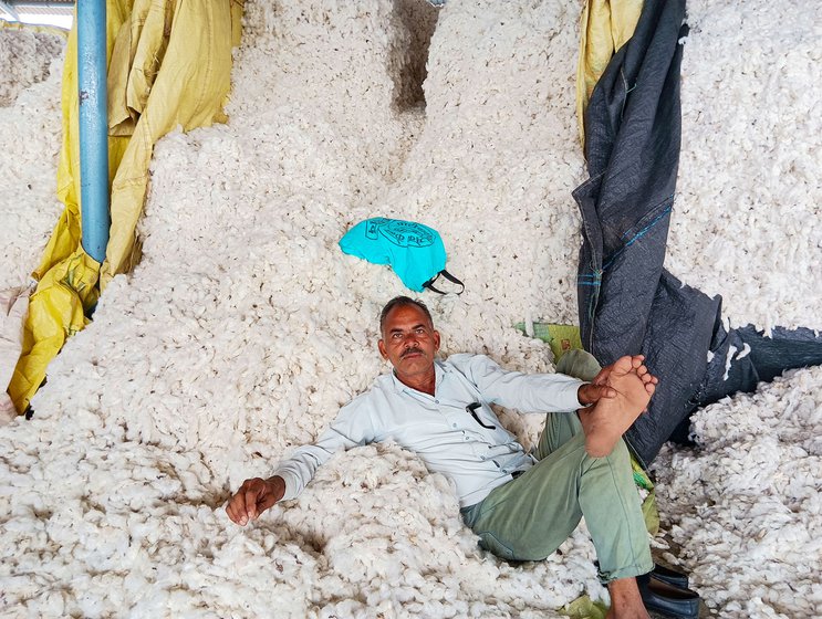 Left: Farmer Radheshyam Patel from Sabda village says that cultivating cotton is costly