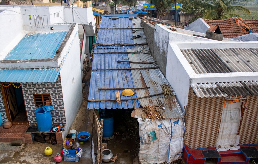 A view of the Madigara keri, colony of the Madiga community, in Asundi.