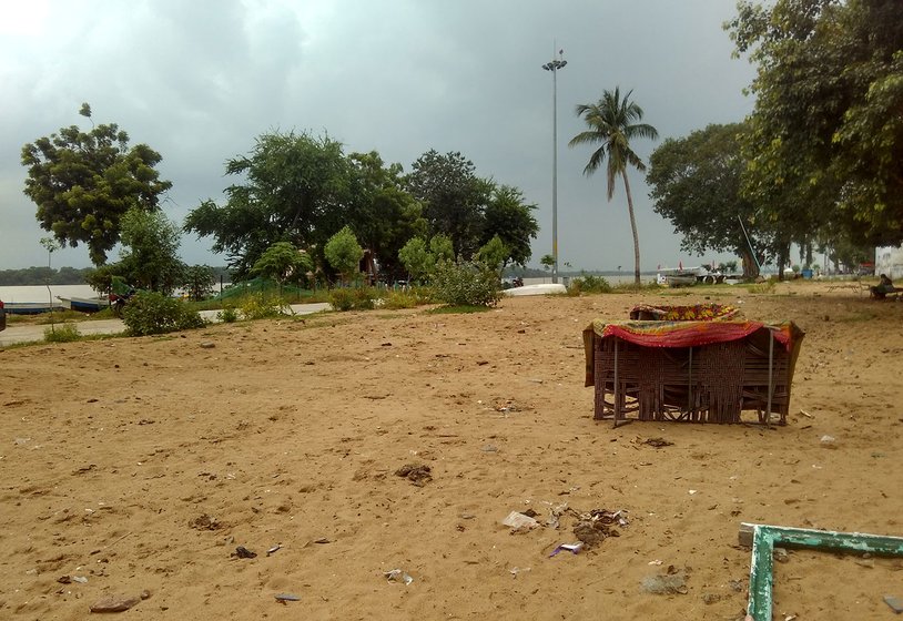 Punnami Ghat, after the houses are demolished. You could see cots and utensils still lying there