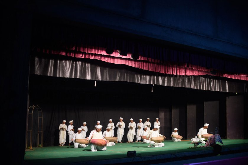 The young gayan-bayans of the satra perform with taals and khols . In Majuli, being a gayan or bayan is not a profession but a part of people’s identity