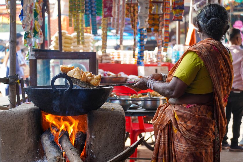 The road leading up to the site of the madai is lined with shops selling sweets and snacks