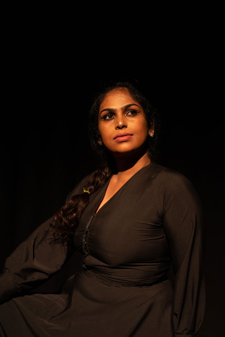 A portrait of Negha, actor and director of Sandakaranga