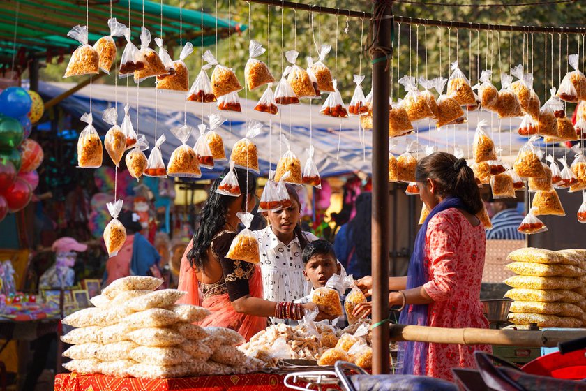 The road leading up to the site of the madai is lined with shops selling sweets and snacks