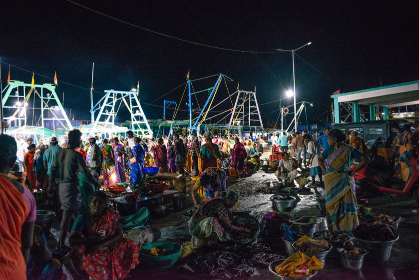 Kala arrives at the harbour at 4:00 a.m. and leaves around 5:00 p.m. The morning hours are the busiest when customers  purchase fish and get it cut and cleaned