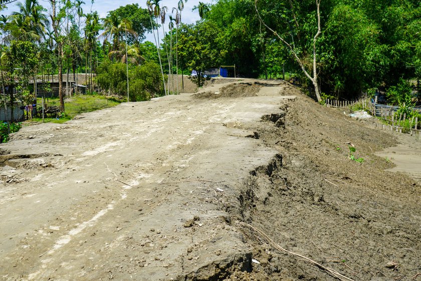 Left: 'I t seems that the embankment is a golden duck,' says Atul Das pointing out the waste of money and resources .