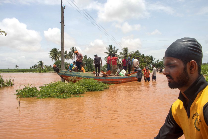 Flood rescue underway in Kolhapur’s Ghalwad village in July 2021