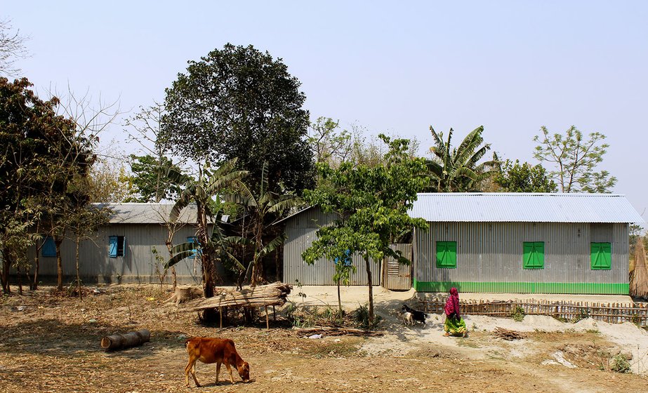 The steady demand for split bamboos on the chars has declined because people living on the shifting islands now prefer innovative folding houses of tin.