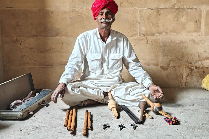 Right: Besides morchangs , Mohanlal has taught himself to craft alghoza, shehnai, murli, sarangi, harmonium and flute