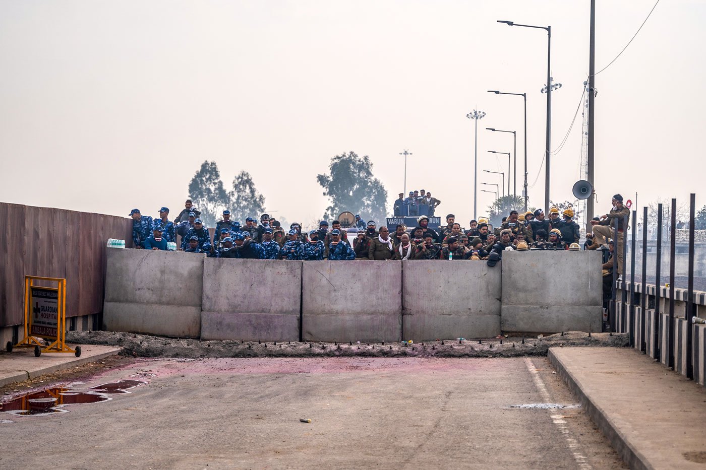 RAF officers and the Haryana Police stationed at Shambhu border to stop farmers and labourers from marching to Delhi