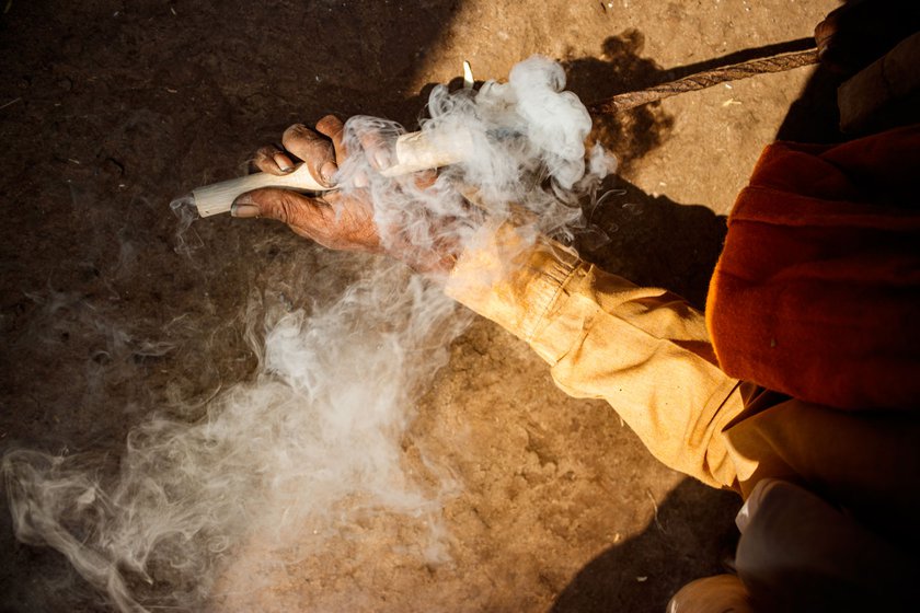 Narayan uses an iron rod to drill holes as he can't afford a drilling machine. It takes him around 50 minutes and has caused third-degree burns in the past