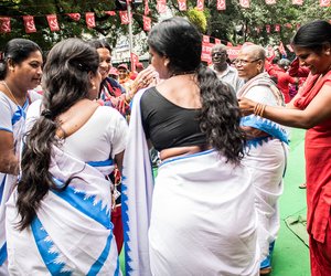 ASHA workers from Mahbubnagar district of Telangana sang songs in Telugu and spoke of their demands.