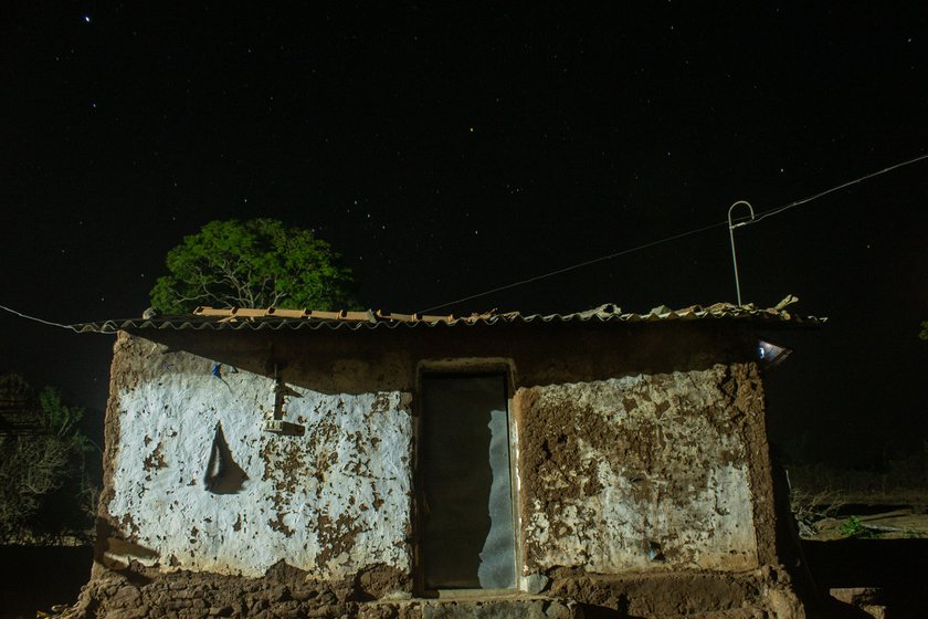 Left: Our old house twinkling under the stars.