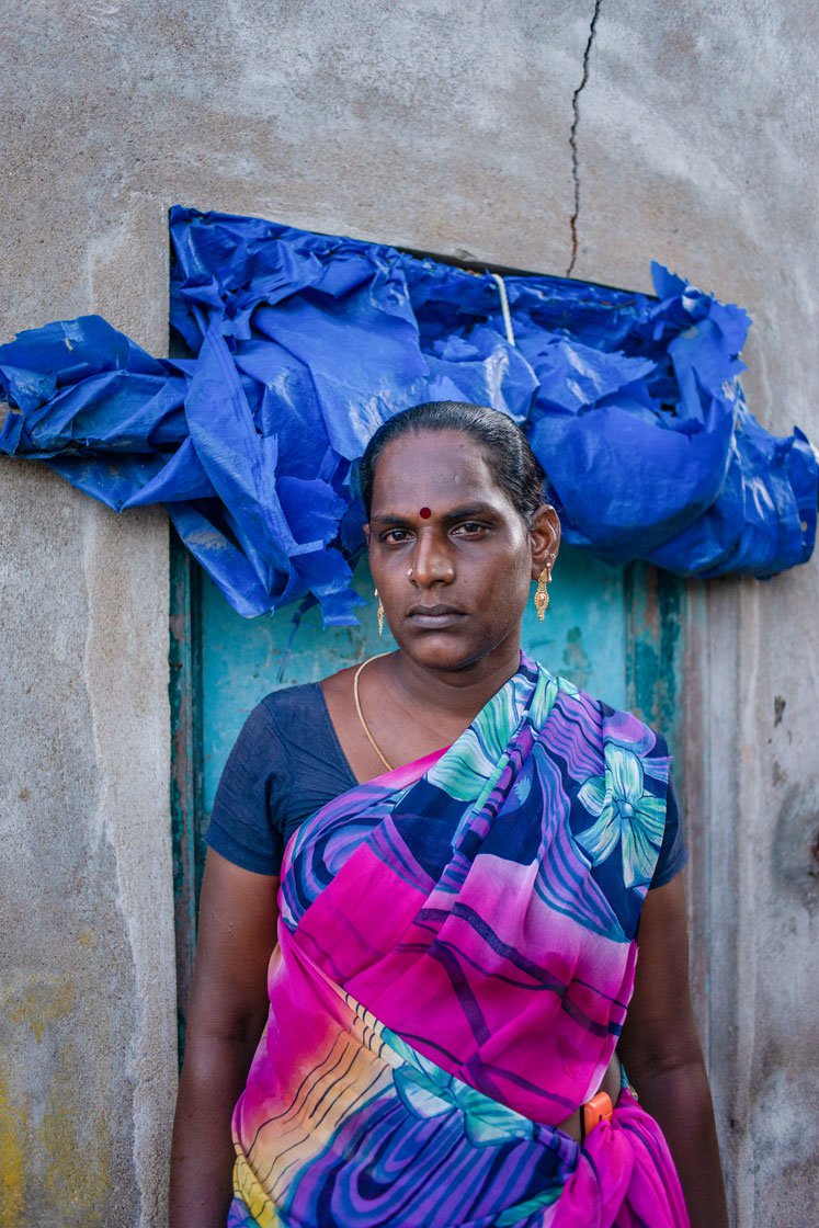 Maneesha with a friend (left) after work and outside her home (right)