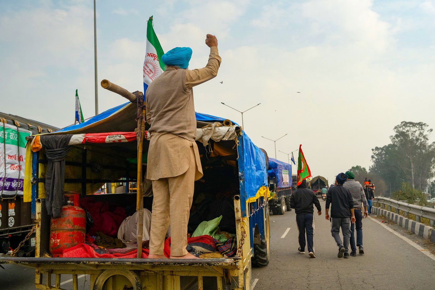 From around the protest site, revolutionary songs and slogans ring out