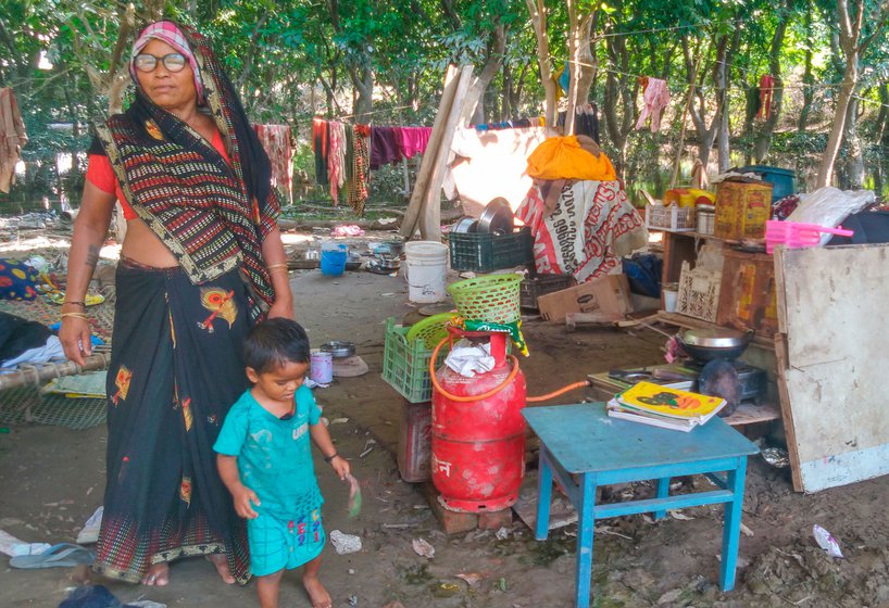 Right: Shanti Devi recalls watching helplessly as 25 kilos of wheat, clothes and children’s school books were taken away by the Yamuna flood.