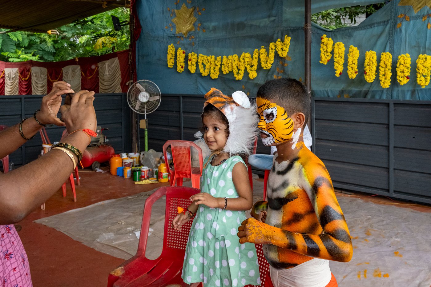 Abhinav posing for a photo with his sister just before the performance