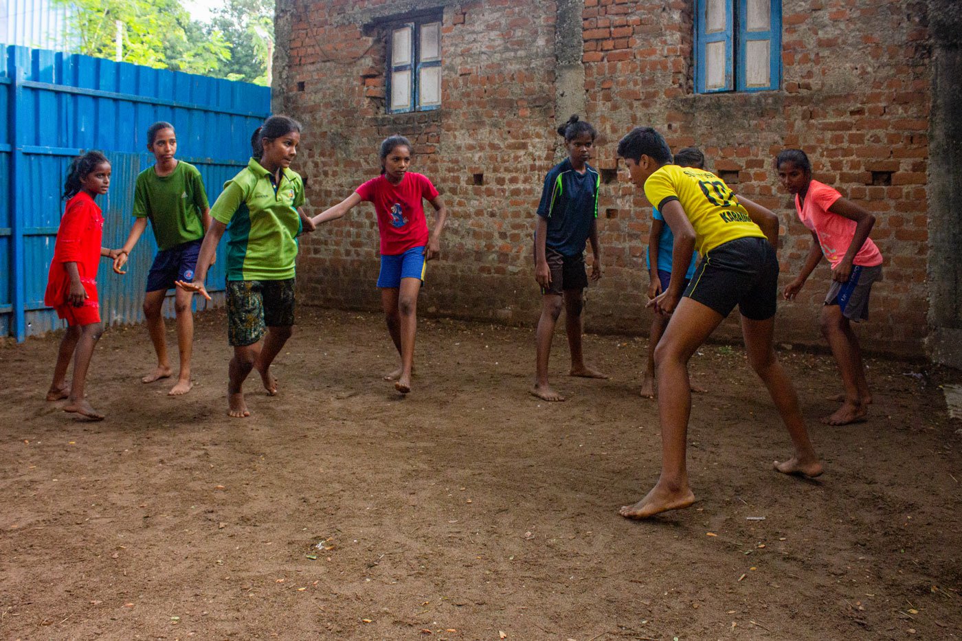 Children playing kabaddi