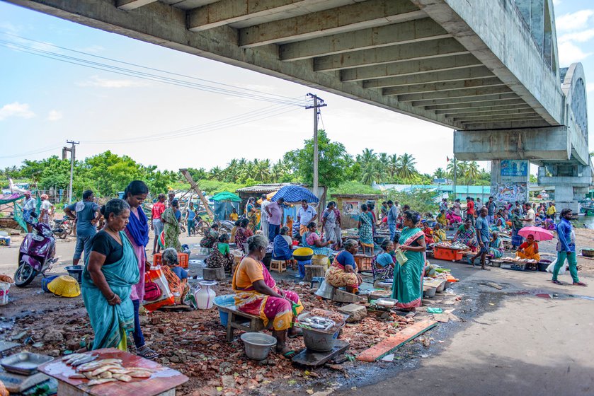 Maneesha (right) is a fish auctioneer and dry fish trader. Seen here close to Cuddalore Old Town harbour (left) where she is one among 30 women doing this job