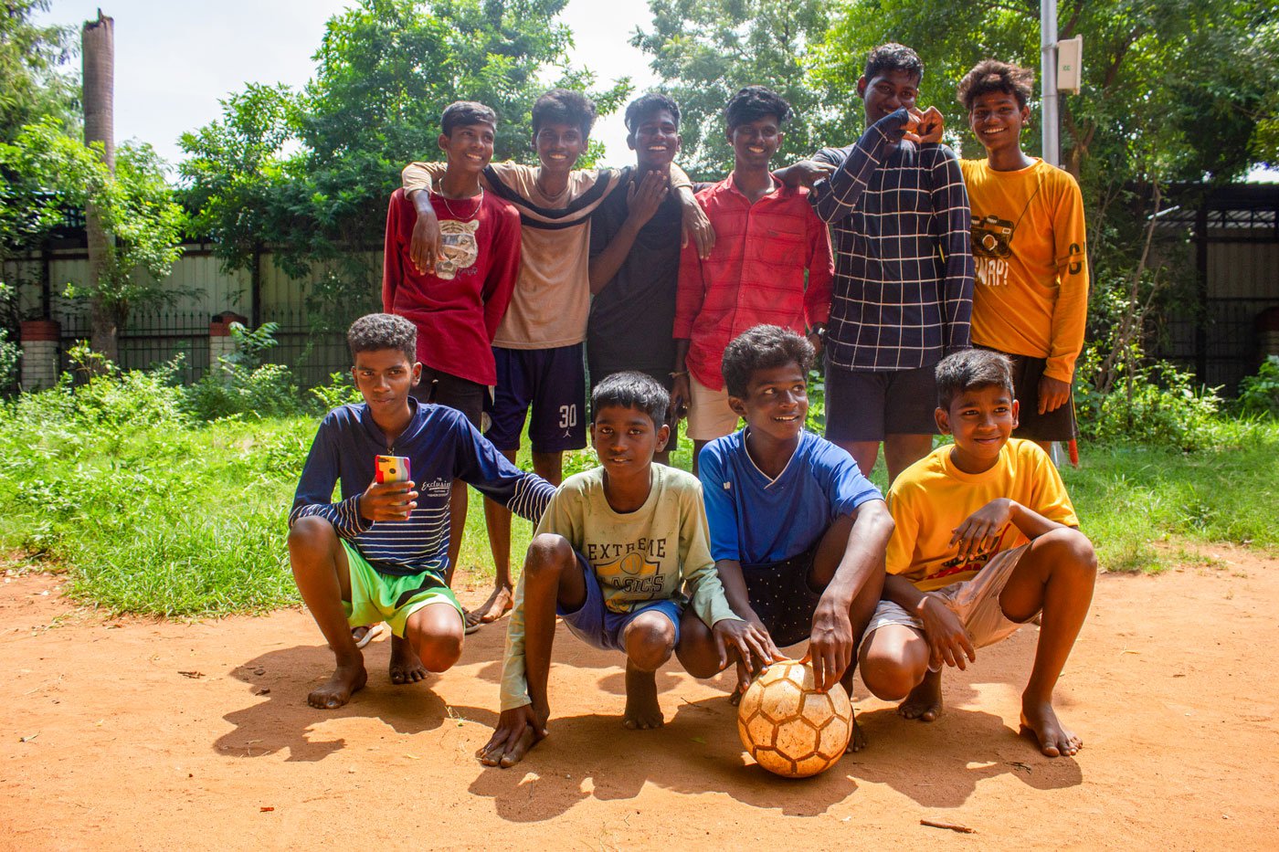 The winning team after a football match