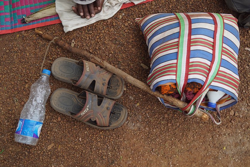 Belongings of farmers participating in march