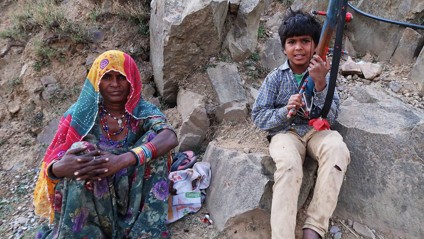 Shanti and Amarjeet on their way to a mountain-view point