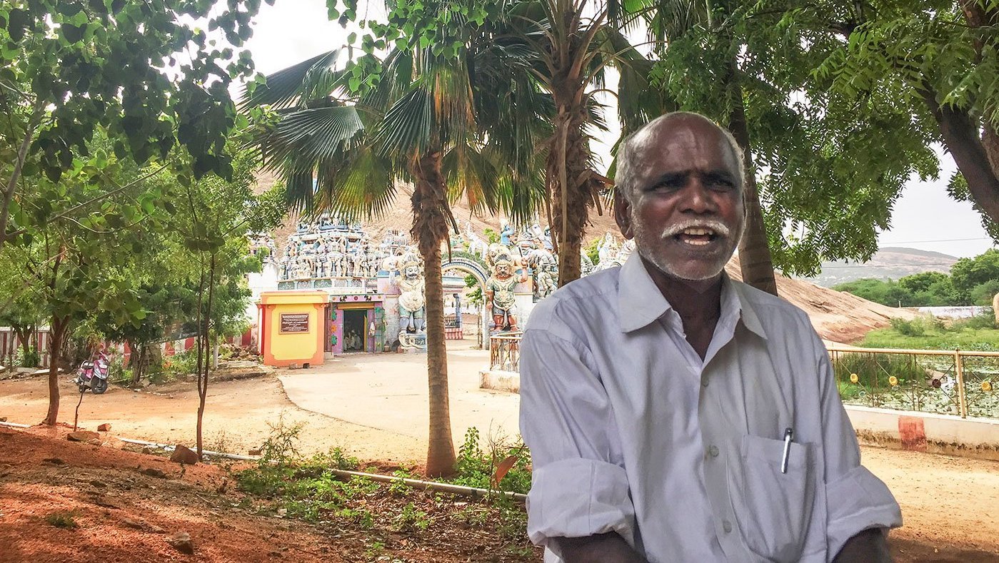 Man outside temple