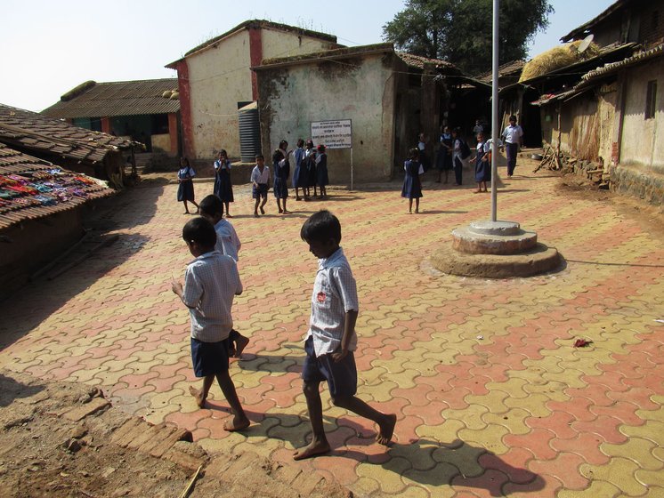 The children at the Ghosali school, as in all ZP schools, await the mid-day meal