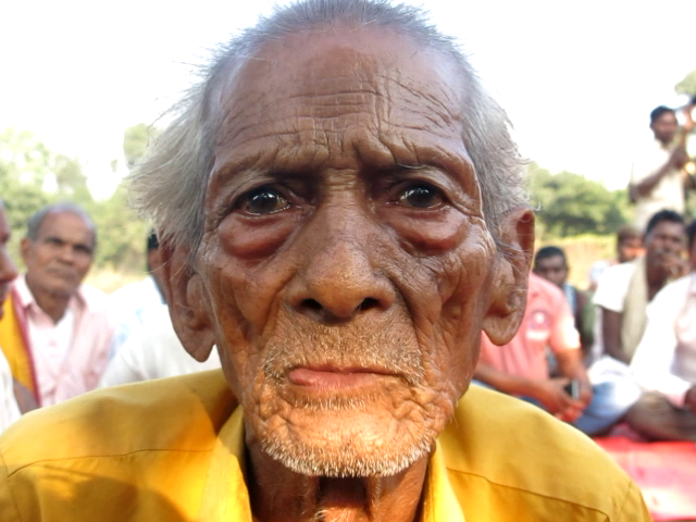 Left: Suder Munda says of the tree felling, 'We feel like our loved ones are dying'. Centre: Bimla Munda says the forest is a vital source of survival for them, and they have not awarded consent to the coal mining on the land.  Right: Achyut Budhia is among the villagers who would serve on patrol duty to protect the forests – a tradition of community protection called thengapalli