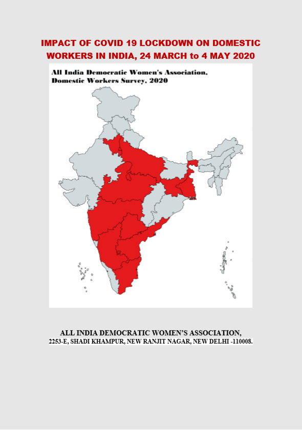 Impact of Covid-19 lockdown on domestic workers in India, 24th March to 4th May 2020