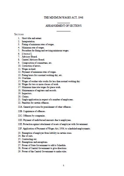 The Minimum Wages Act, 1948