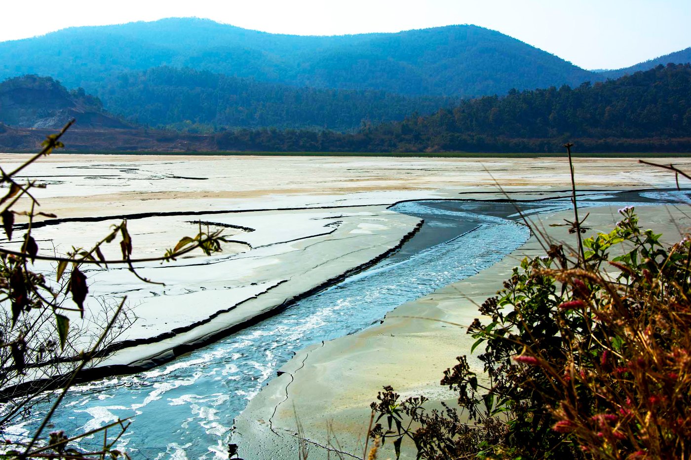 pond with radioactive waste from the uranium processing plant