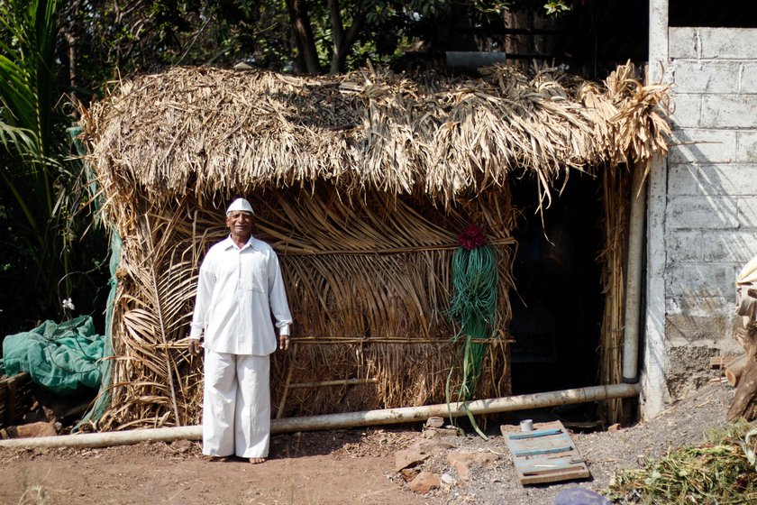 The jhopdi made by Narayan Gaikwad, Kusum Gaikwad, Vishnu and Ashok Bhosale. 'This jhopdi will last at least 50 years,' says Narayan